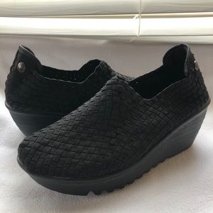 Women’s Black Woven Wedges
